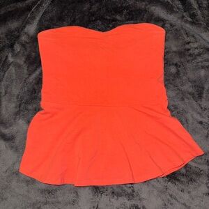 Express Coral Playful Peplum Tube Top